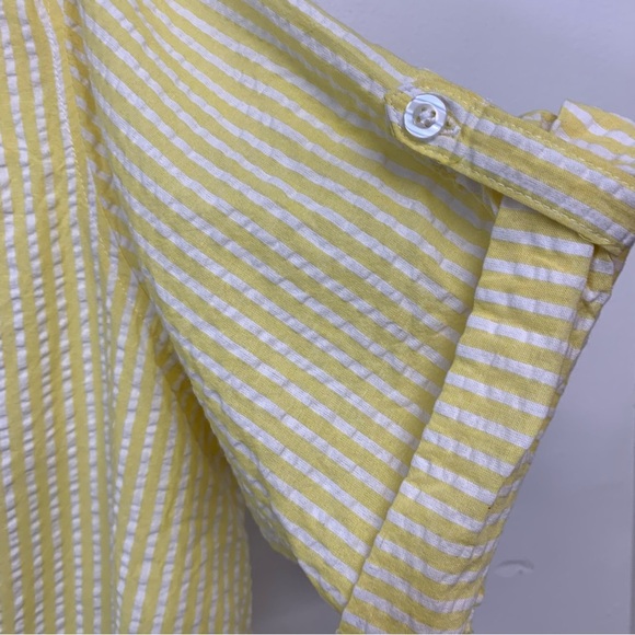 Woman Within Top 1X  Searsucker  Button Up Yellow Stripe All  Cotton Short Slv‎ - Picture 3 of 8
